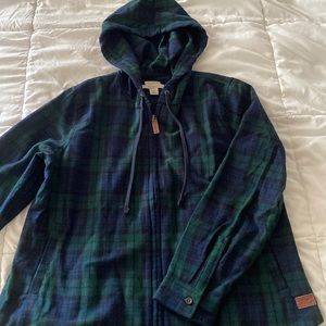 Women's Scotch Plaid Flannel Shirt, Relaxed Zip Hoodie